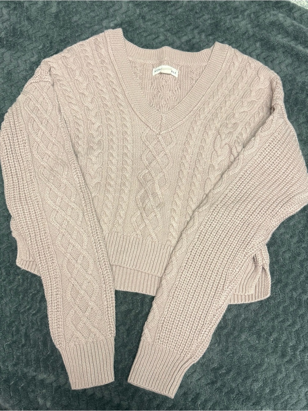 Aeropostale Blush Cable-Knit V-Neck Sweater